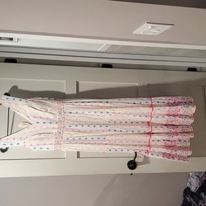 Woman's dress white with colorful polka dots, sleeveless